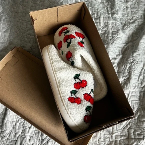 Cozy Cherry Embroidered Slippers - Picture 10 of 11
